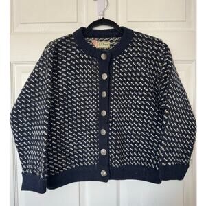 Vintage L.L.Bean Wool Nordic Birdseye Sweater Women‎ Small Grandmacore Boxy